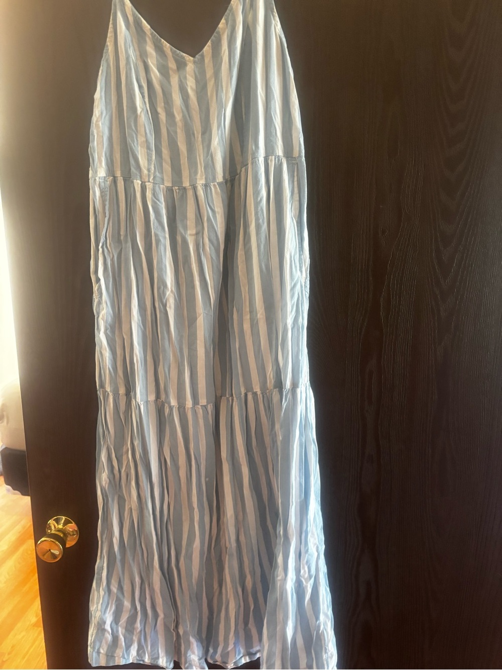 Old Navy Blue and White Vertical-Stripe Dress